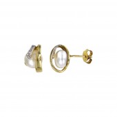 Σκουλαρίκια χρυσά 14Κ με μαργαριτάρι & ζιργκόν - MRS1034_0