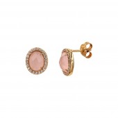 Σκουλαρίκια ροζ χρυσά 14Κ με ζιργκόν πέτρες - S1028_0