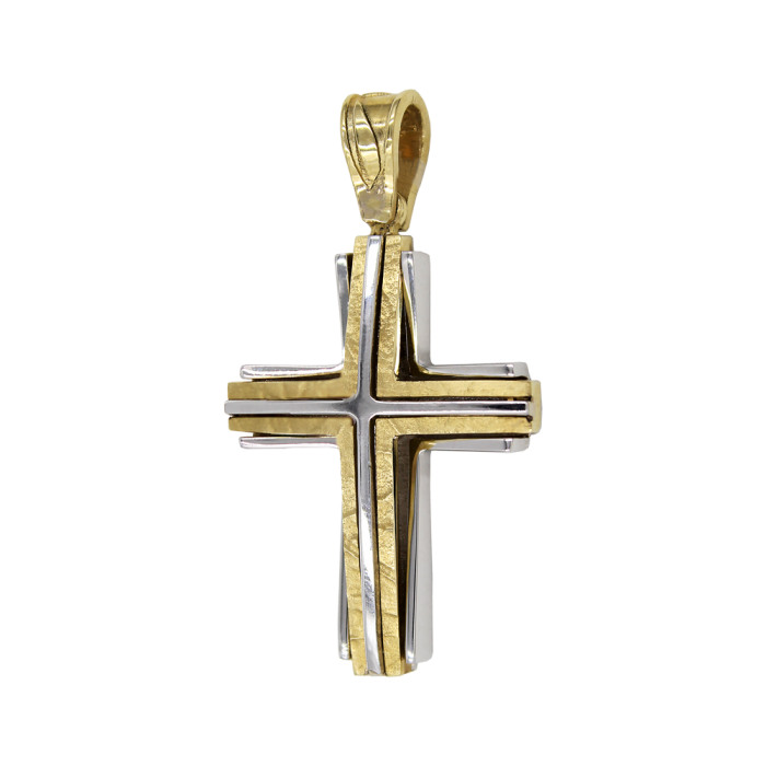 Ανδρικός δίχρωμος σταυρός 14Κ - ST1077