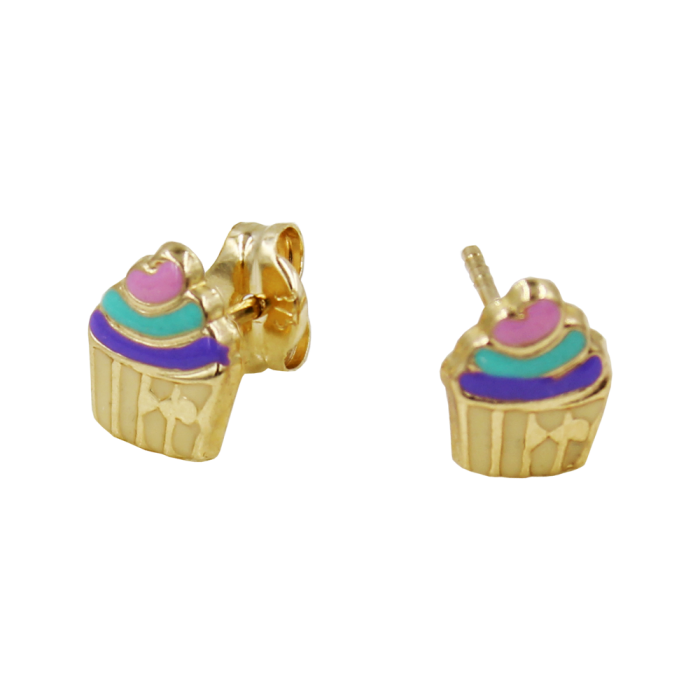 Παιδικά Σκουλαρίκια Cupcakes Χρυσά 9Κ - PSK1082