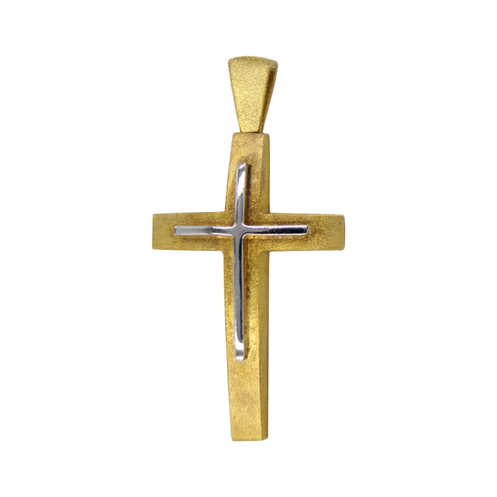 Ανδρικός δίχρωμος σταυρός 14Κ - ST1347