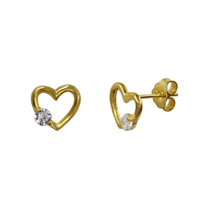 Σκουλαρίκια Καρδιά Χρυσά 14Κ Με Ζιργκόν Πέτρες - S1179