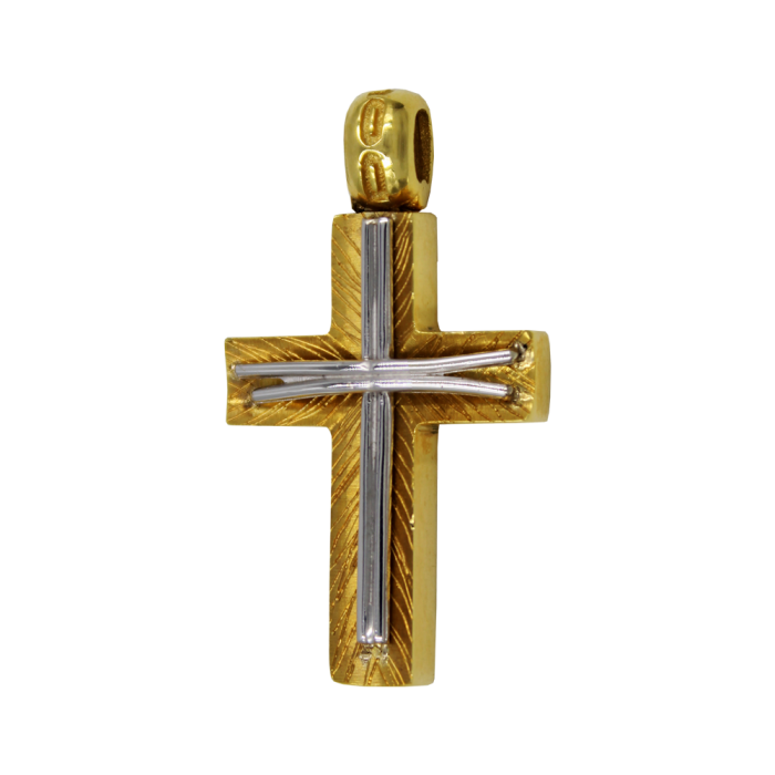 Ανδρικός δίχρωμος σταυρός 14Κ - ST1108