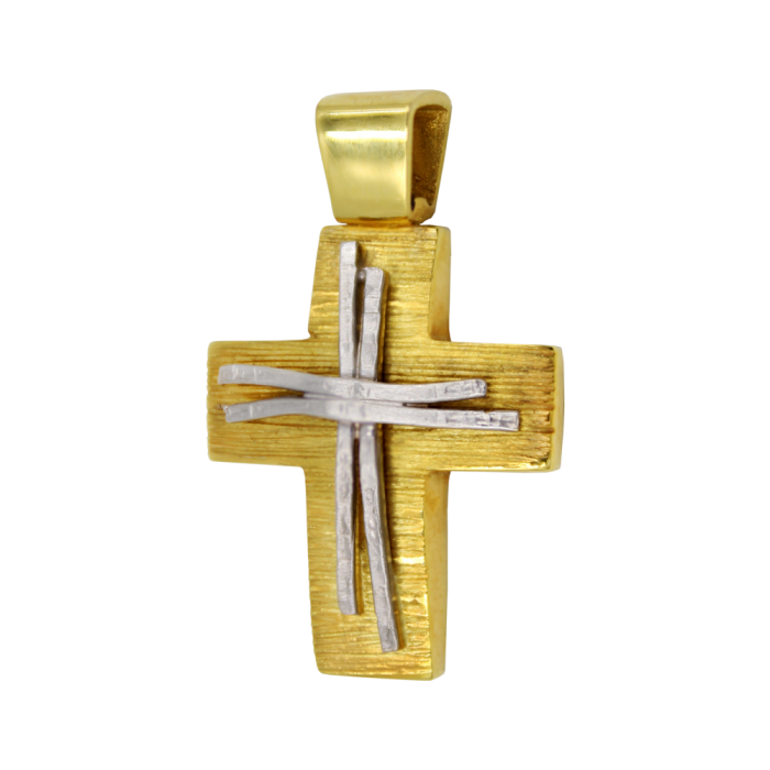 Ανδρικός δίχρωμος σταυρός 14Κ - ST1112
