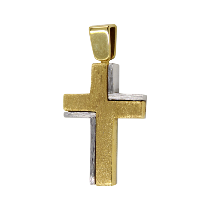 Ανδρικός δίχρωμος σταυρός 14Κ - ST1474