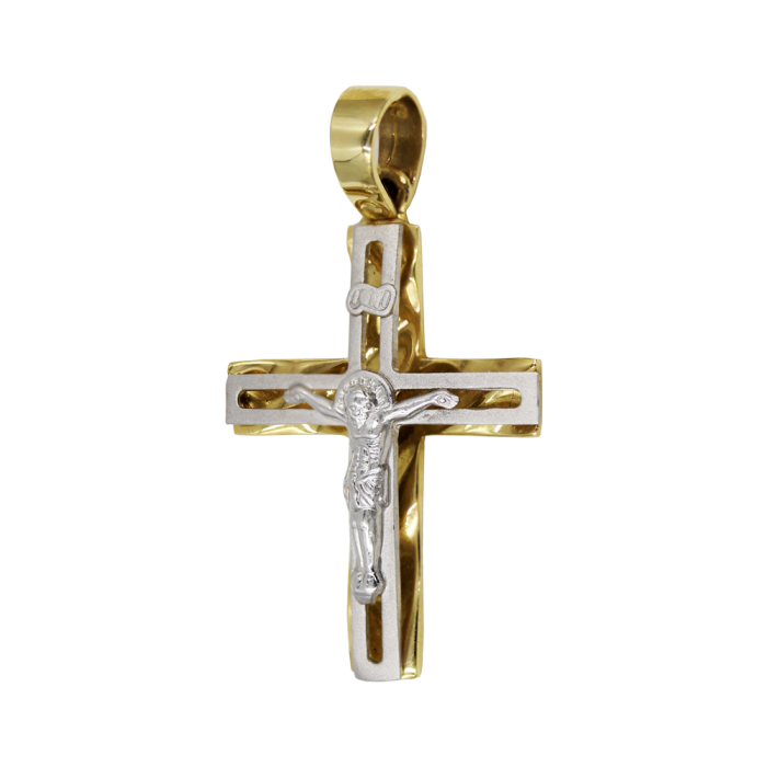Ανδρικός δίχρωμος σταυρός 14Κ - ST1003