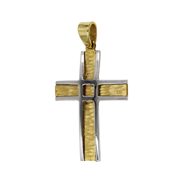 Ανδρικός δίχρωμος σταυρός 14Κ - ST1018