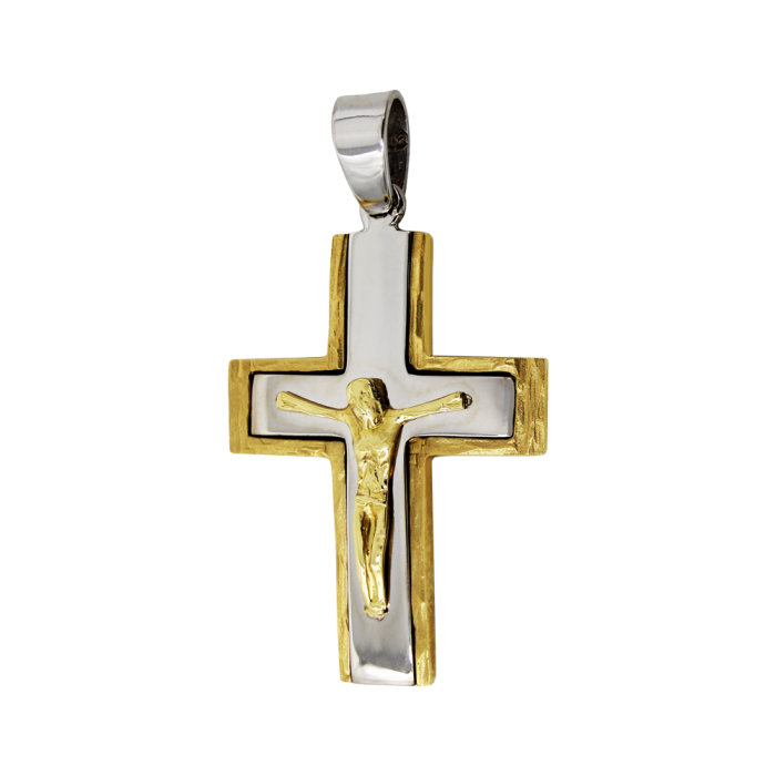 Ανδρικός δίχρωμος σταυρός 14Κ - ST1297