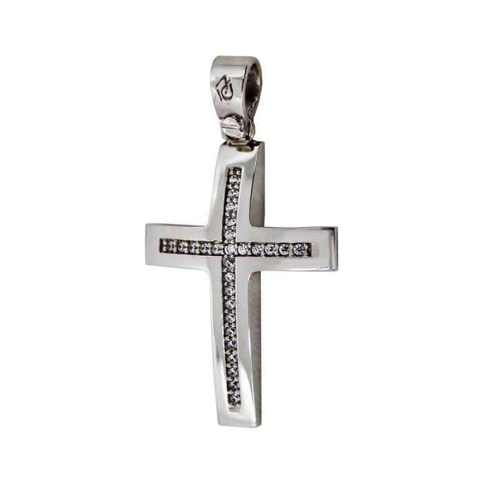 Γυναικείος λευκόχρυσος σταυρός 14Κ - ST1539
