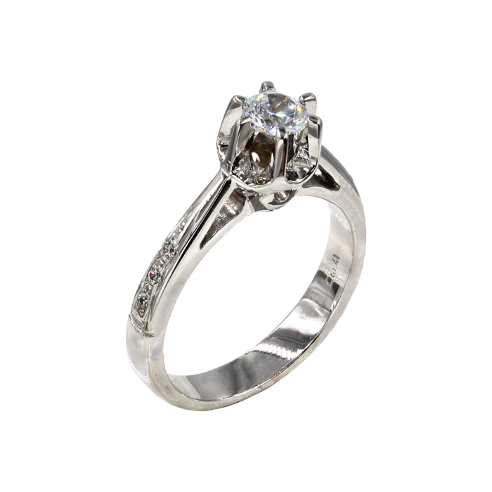 Μονόπετρο δαχτυλίδι λευκόχρυσο 14Κ - MD1063