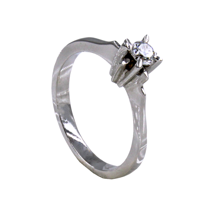 Μονόπετρο δαχτυλίδι λευκόχρυσο 18Κ - MDB1042