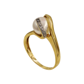 Δαχτυλίδι χρυσό 14Κ με μαργαριτάρι & ζιργκόν - MRD008_0