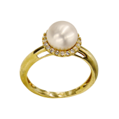 Δαχτυλίδι χρυσό 14Κ με μαργαριτάρι & ζιργκόν - MRD1008_0