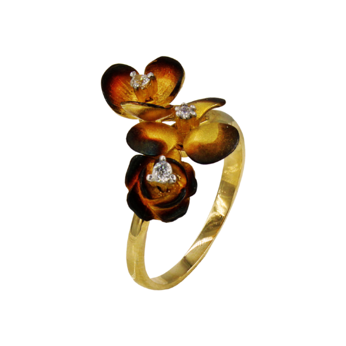 Δαχτυλίδι χρυσό με ζιργκόν πέτρες 14Κ - D1056