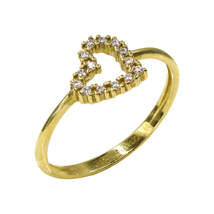 Δαχτυλίδι καρδιά χρυσό με ζιργκόν πέτρες 14Κ - D1022K