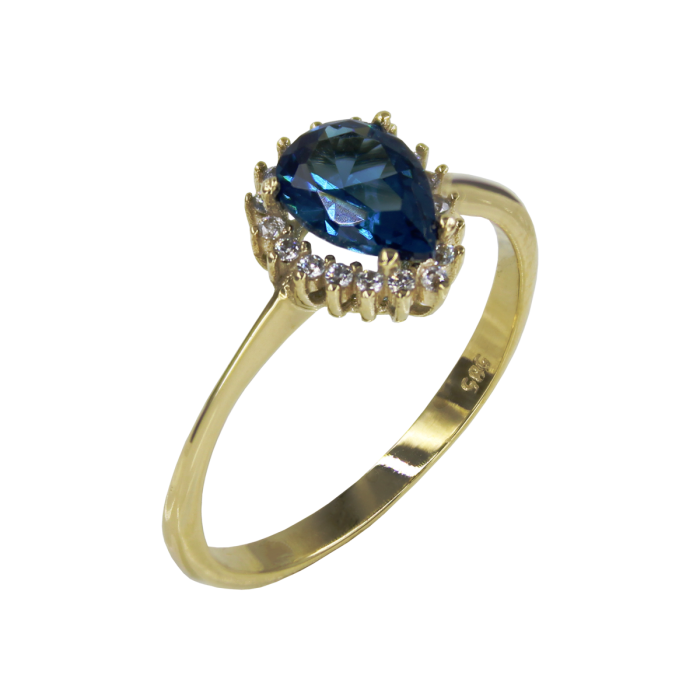 Δαχτυλίδι Δάκρυ Χρυσό Με Ζιργκόν Πέτρες 14Κ - D1095