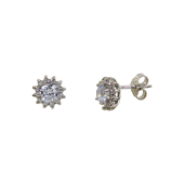 Σκουλαρίκια Ροζέτα Λευκόχρυσα 14Κ Με Ζιργκόν Πέτρες - S1202_0