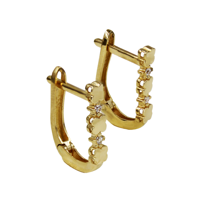 Σκουλαρίκια Κρεμαστά Χρυσά 14Κ Με Ζιργκόν Πέτρες - S1217