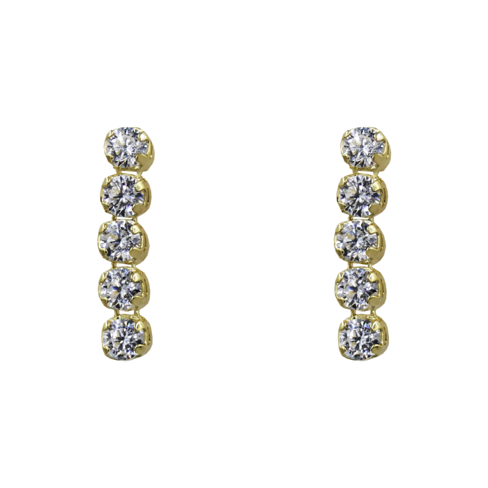 Σκουλαρίκια Κρεμαστά Χρυσά 9Κ Με Ζιργκόν Πέτρες - S1225